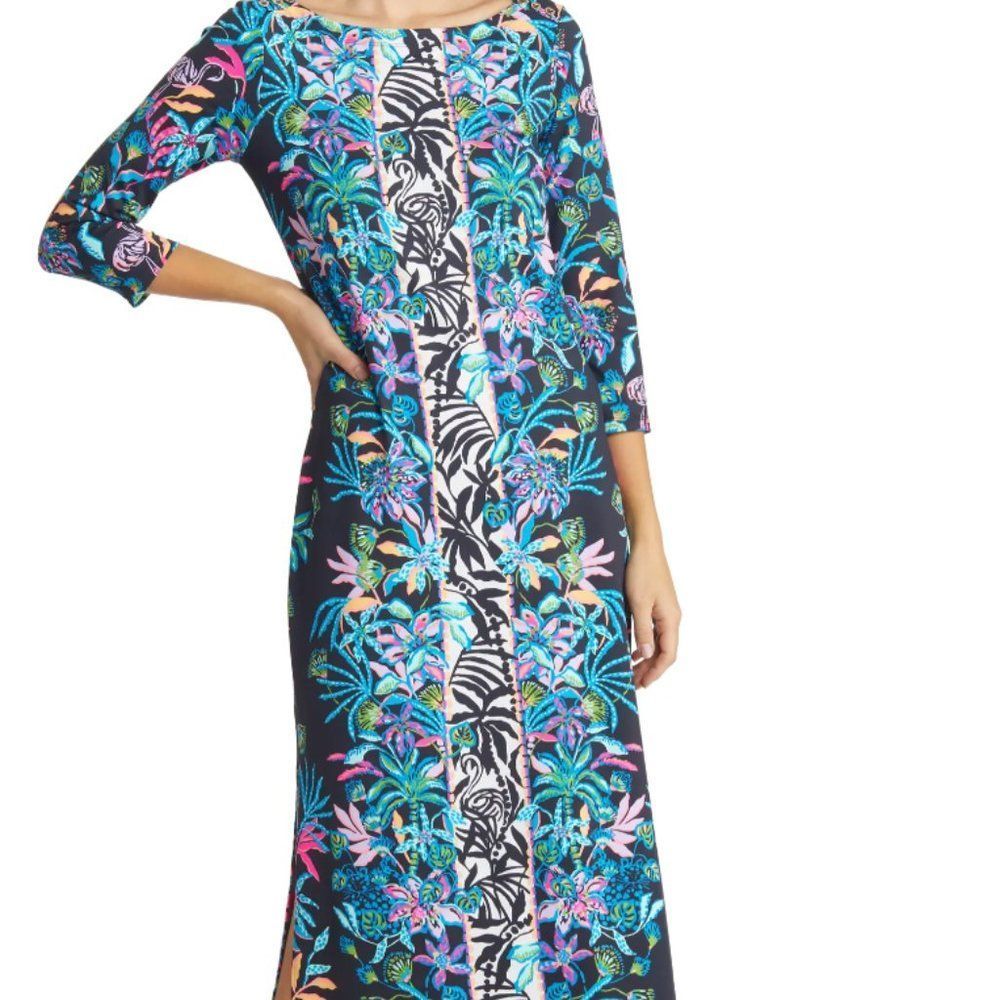 NWT Lilly Pulitzer Seralina Upf 50 Plus Maxi Dress - Onyx Paradise Glow / XL NEW